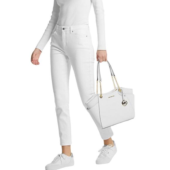 Michael Kors MK Jet Set Travel Lg Chain Saffiano Leather Shoulder Bag Tote $558 - Picture 11 of 11